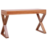 NNEVL Computer Desk Natural 115x47x77 cm Solid Mahogany Wood