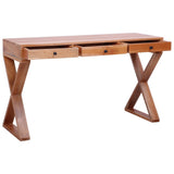 NNEVL Computer Desk Natural 115x47x77 cm Solid Mahogany Wood