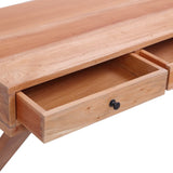 NNEVL Computer Desk Natural 115x47x77 cm Solid Mahogany Wood