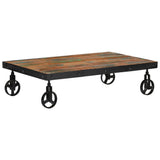NNEVL Coffee Table with Wheels 100x60x26 cm Solid Wood Reclaimed