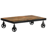 NNEVL Coffee Table with Wheels 100x60x26 cm Solid Wood Reclaimed