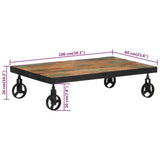 NNEVL Coffee Table with Wheels 100x60x26 cm Solid Wood Reclaimed
