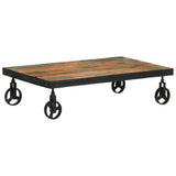 NNEVL Coffee Table with Wheels 100x60x26 cm Solid Wood Reclaimed