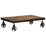 NNEVL Coffee Table with Wheels 100x60x26 cm Solid Wood Reclaimed