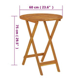 NNEVL Folding Garden Table Ø60x75 cm Solid Acacia Wood