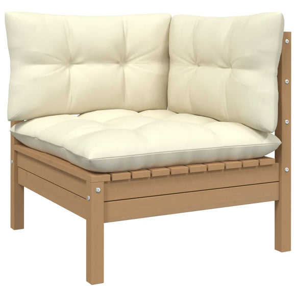 NNEVL Garden Corner Sofa with Cushions Honey Brown Solid Pinewood