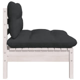 NNEVL Garden Middle Sofa with Cushions White Solid Pinewood