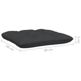 NNEVL Garden Middle Sofa with Cushions Black Solid Pinewood