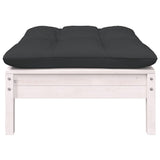 NNEVL Garden Footstool with Anthracite Cushion White Solid Pinewood