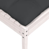 NNEVL Garden Footstool with Anthracite Cushion White Solid Pinewood