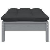 NNEVL Garden Footstool with Anthracite Cushion Grey Solid Pinewood