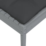 NNEVL Garden Footstool with Anthracite Cushion Grey Solid Pinewood