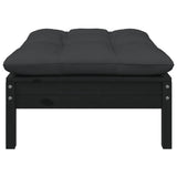 NNEVL Garden Footstool with Anthracite Cushion Black Solid Pinewood