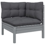 NNEVL 2-Seater Garden Sofa with Cushions Grey Solid Pinewood