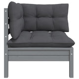 NNEVL 2-Seater Garden Sofa with Cushions Grey Solid Pinewood