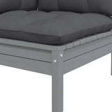 NNEVL 2-Seater Garden Sofa with Cushions Grey Solid Pinewood