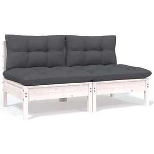 NNEVL 2-Seater Garden Sofa with Cushions White Solid Pinewood
