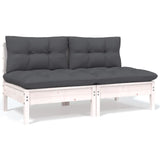 NNEVL 2-Seater Garden Sofa with Cushions White Solid Pinewood