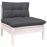 NNEVL 2-Seater Garden Sofa with Cushions White Solid Pinewood