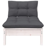 NNEVL 2-Seater Garden Sofa with Cushions White Solid Pinewood