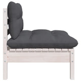 NNEVL 2-Seater Garden Sofa with Cushions White Solid Pinewood