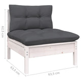 NNEVL 2-Seater Garden Sofa with Cushions White Solid Pinewood
