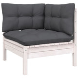 NNEVL 3 Piece Garden Lounge Set with Cushions White Solid Pinewood