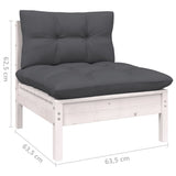 NNEVL 3 Piece Garden Lounge Set with Cushions White Solid Pinewood