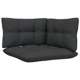 NNEVL 3 Piece Garden Lounge Set with Cushions Black Solid Pinewood