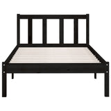 NNEVL Bed Frame Black Solid Wood Pine 100x200 cm