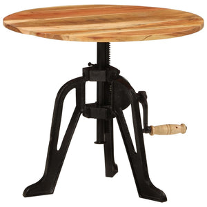 NNEVL Side Table 60x(42-62) cm Solid Wood Acacia and Cast Iron