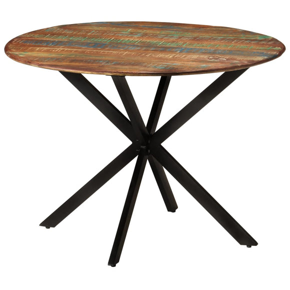 NNEVL Dining Table Ø110x78 cm Solid Wood Reclaimed and Steel