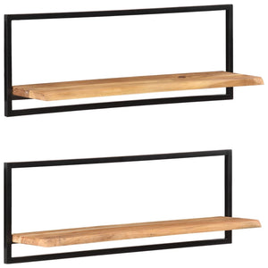 NNEVL Wall Shelves 2 pcs 100x24x35 cm Solid Wood Acacia and Steel