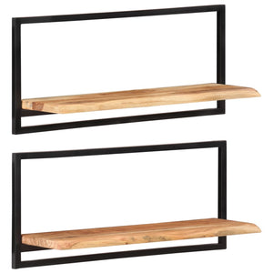 NNEVL Wall Shelves 2 pcs 80x25x35 cm Solid Wood Acacia and Steel