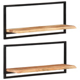 NNEVL Wall Shelves 2 pcs 80x25x35 cm Solid Wood Acacia and Steel