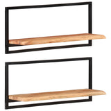 NNEVL Wall Shelves 2 pcs 80x25x35 cm Solid Wood Acacia and Steel