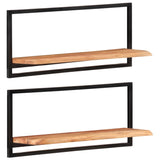 NNEVL Wall Shelves 2 pcs 80x25x35 cm Solid Wood Acacia and Steel