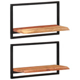 NNEVL Wall Shelves 2 pcs 60x25x35 cm Solid Wood Acacia and Steel