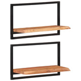 NNEVL Wall Shelves 2 pcs 60x25x35 cm Solid Wood Acacia and Steel