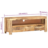 NNEVL TV Cabinet 110x30x40 cm Solid Wood Rough Mango