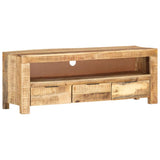 NNEVL TV Cabinet 110x30x40 cm Solid Wood Rough Mango
