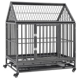 NNEVL Dog Cage with Wheels and Roof Steel 92x62x106 cm