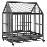 NNEVL Dog Cage with Wheels and Roof Steel 92x62x106 cm