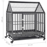 NNEVL Dog Cage with Wheels and Roof Steel 92x62x106 cm