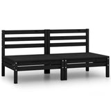 NNEVL Garden 2-Seater Sofa Black Solid Wood Pine
