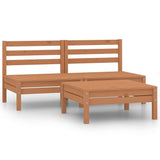 NNEVL 3 Piece Garden Lounge Set Honey Brown Solid Wood Pine