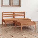 NNEVL 3 Piece Garden Lounge Set Honey Brown Solid Wood Pine