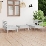 NNEVL 5 Piece Garden Lounge Set White Solid Pinewood