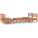 NNEVL 5 Piece Garden Lounge Set Honey Brown Solid Pinewood