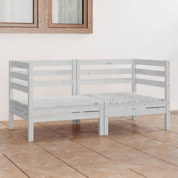 NNEVL Garden 2-Seater Sofa White Solid Wood Pine